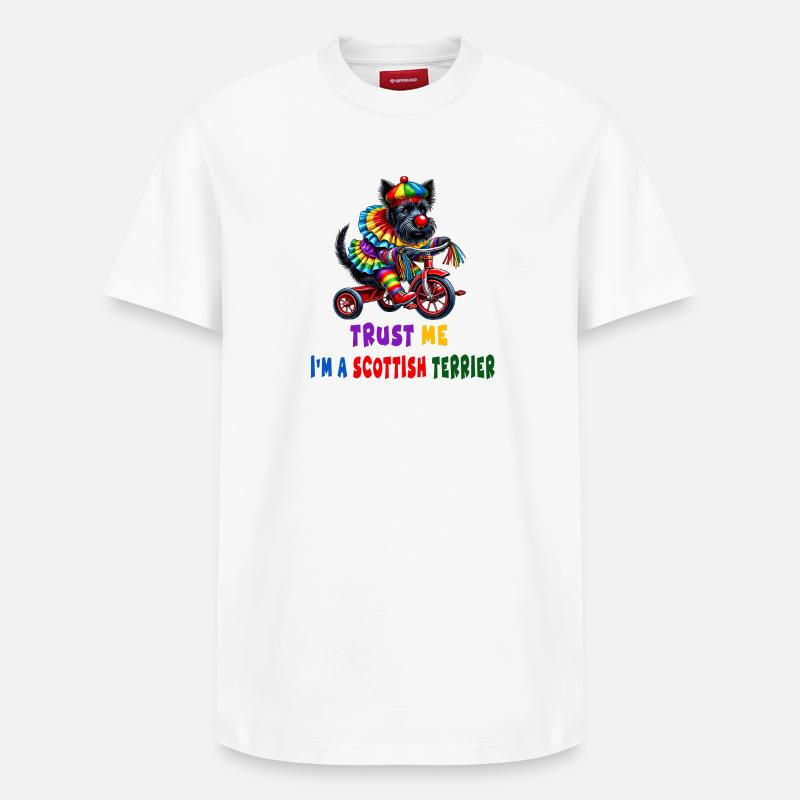 Clown terrier sur tricycle - T-shirt unisexe décontracté en coton Supima – de SPREAD - blanc