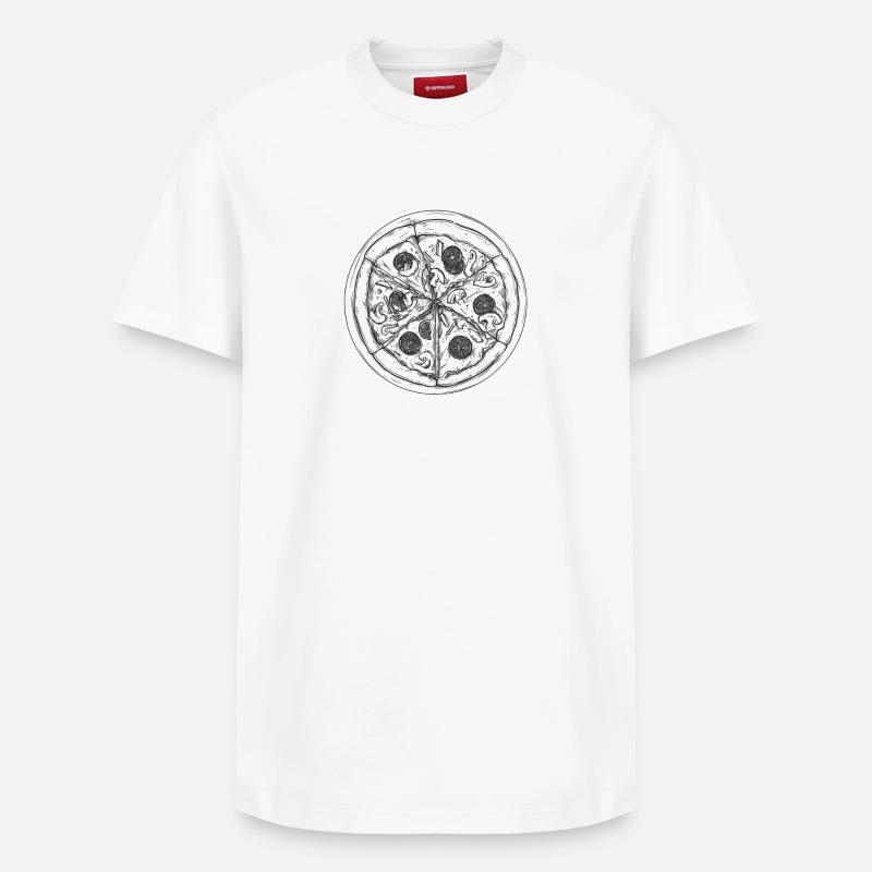 Pizza - Relaxed Unisex Supima Cotton T-Shirt – von SPREAD - Weiß