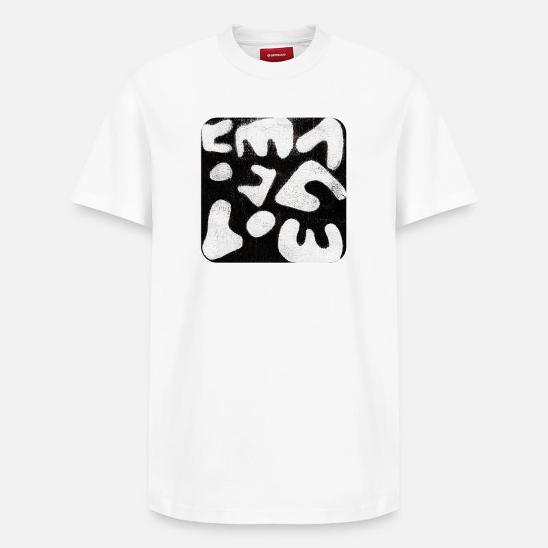 Abstrait Monoprint Impression d’art Tribal - T-shirt unisexe décontracté en coton Supima – de SPREAD - blanc