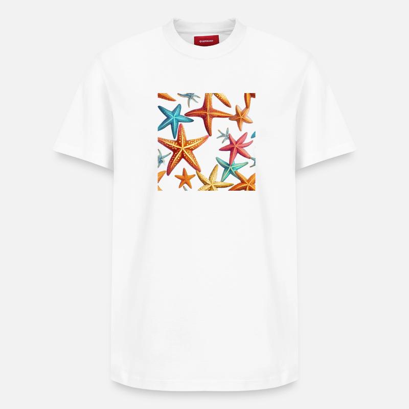 Farbenfrohe Seesterne - Relaxed Unisex Supima Cotton T-Shirt – von SPREAD - Weiß