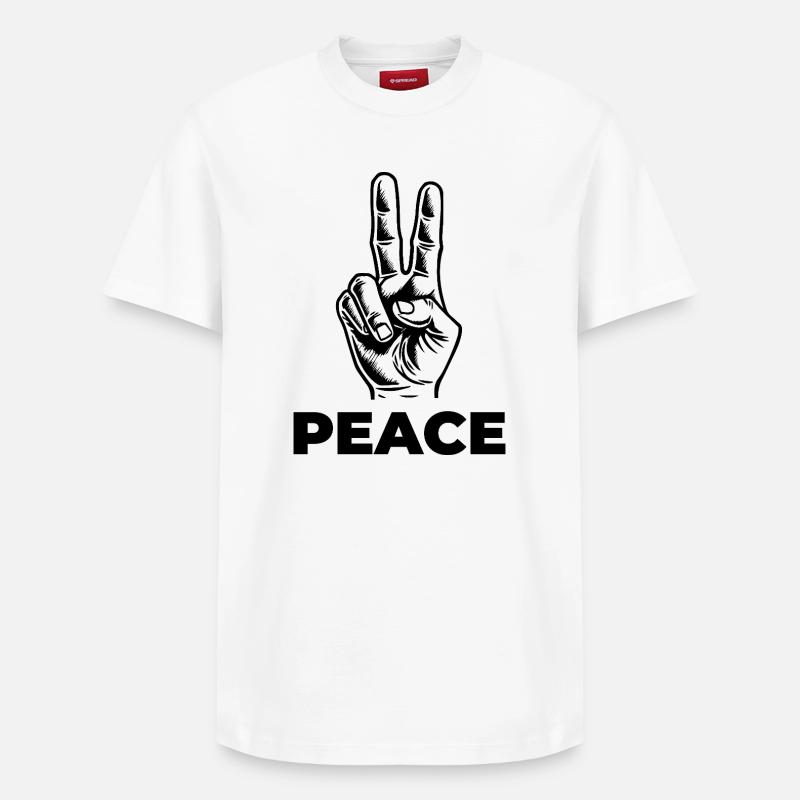 Peace – Statement mit Handzeichen - Relaxed Unisex Supima Cotton T-Shirt – von SPREAD - Weiß