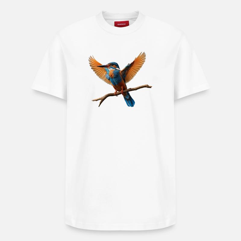 Lebhafter Eisvogel im Flug - Relaxed Unisex Supima Cotton T-Shirt – von SPREAD - Weiß