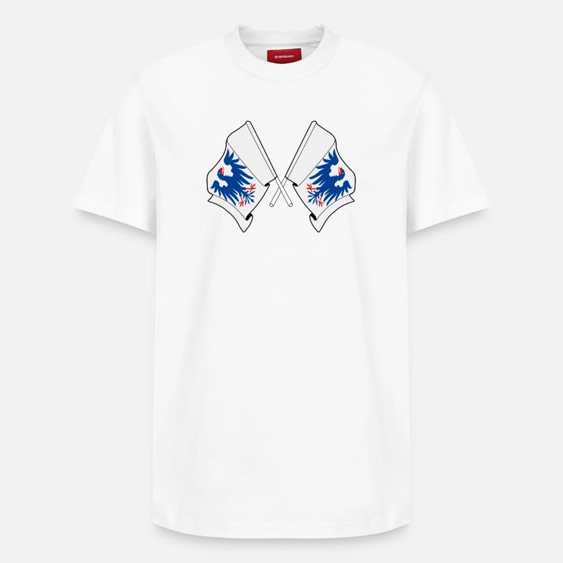 Drapeaux Värmland croisés – Suède - T-shirt unisexe décontracté en coton Supima – de SPREAD - blanc