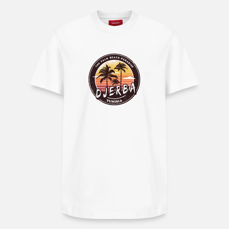 Djerba Tuneisen Palmier Design - T-shirt unisexe décontracté en coton Supima – de SPREAD - blanc