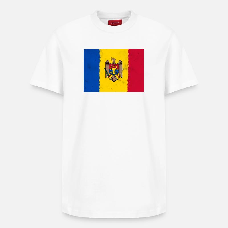 Drapeau de la Moldavie - T-shirt unisexe décontracté en coton Supima – de SPREAD - blanc
