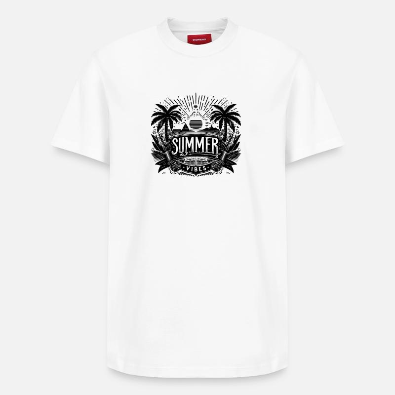 SUMMER Vibes, Beach Design - Relaxed Unisex Supima Cotton T-Shirt – von SPREAD - Weiß