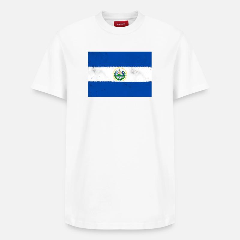 Drapeau du Salvador - T-shirt unisexe décontracté en coton Supima – de SPREAD - blanc