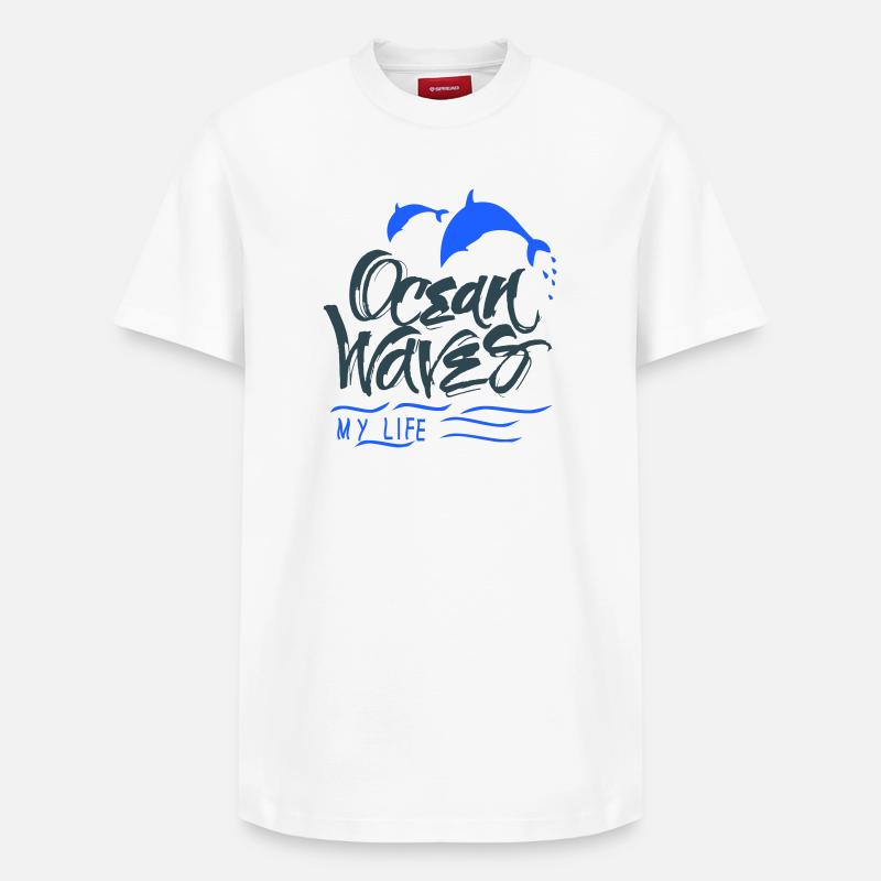 Dauphins de l’océan - T-shirt unisexe décontracté en coton Supima – de SPREAD - blanc