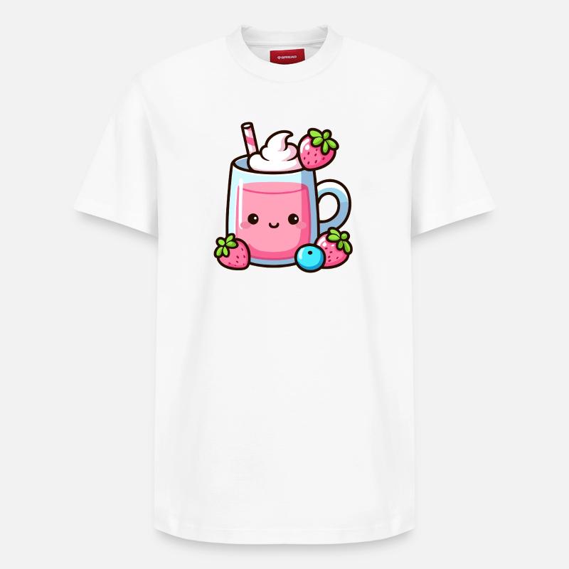 Kawaii Erdbeermilch Becher Design - Relaxed Unisex Supima Cotton T-Shirt – von SPREAD - Weiß