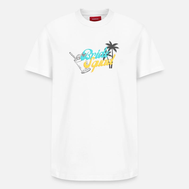 Bride Squad Tropical Sunset Design - T-shirt unisexe décontracté en coton Supima – de SPREAD - blanc