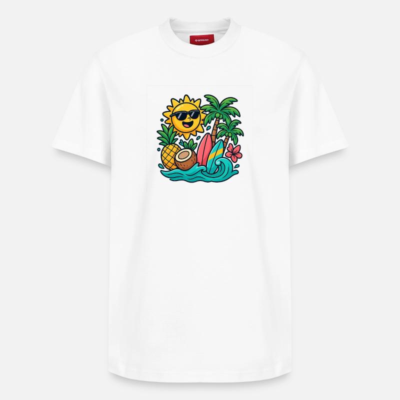 Sunny Beach Paradise Surf Design - T-shirt unisexe décontracté en coton Supima – de SPREAD - blanc