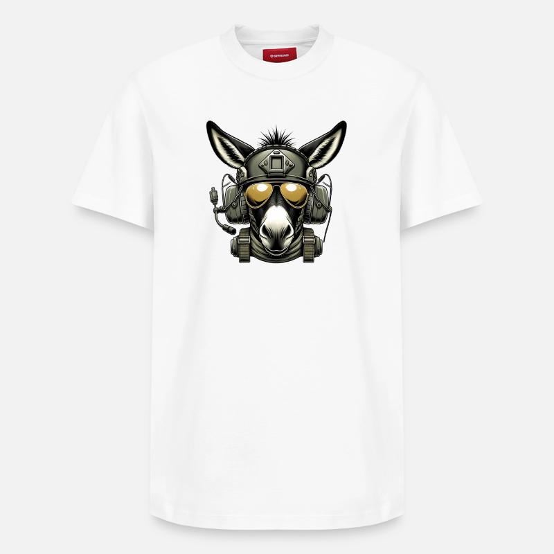 Conception militaire de l’âne - T-shirt unisexe décontracté en coton Supima – de SPREAD - blanc