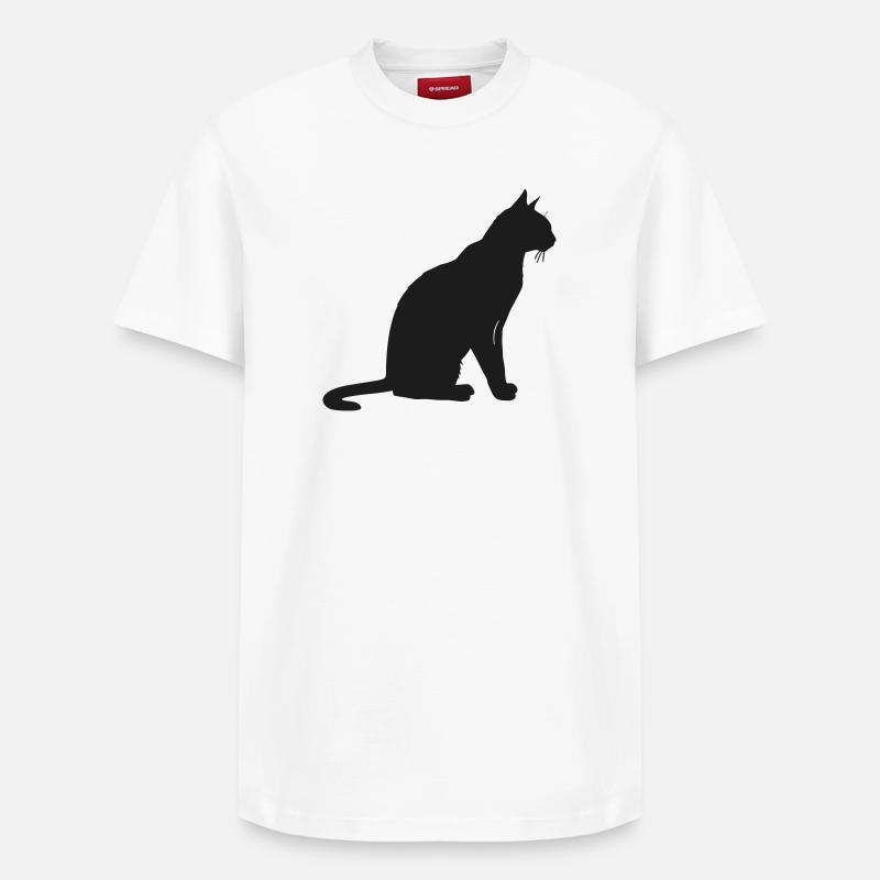 Silhouette élégante d’un chat - T-shirt unisexe décontracté en coton Supima – de SPREAD - blanc