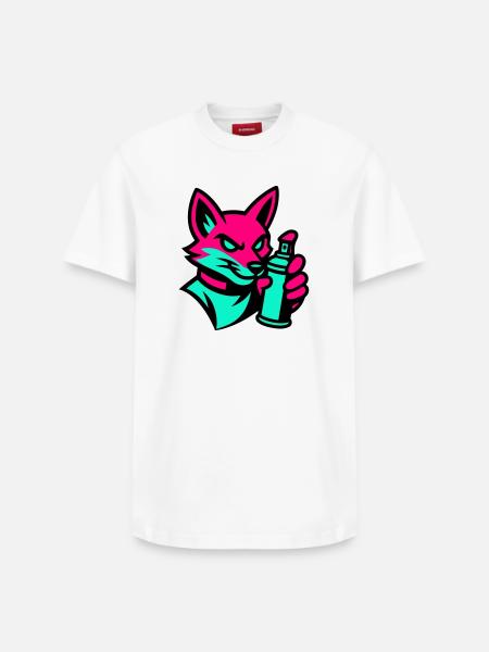 Graffiti Fox - Relaxed Unisex Supima Cotton T-Shirt – by SPREAD - white