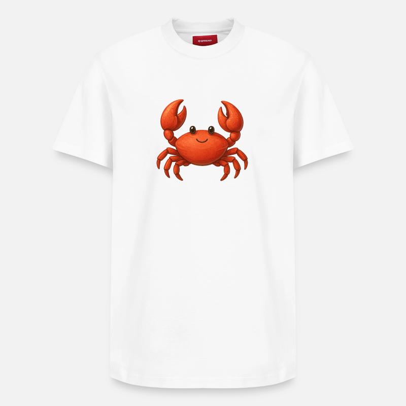 Dessin animé du crabe rouge - T-shirt unisexe décontracté en coton Supima – de SPREAD - blanc