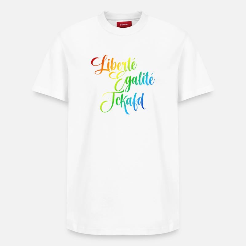 Rainbow Liberté Égalité Fraternité - T-shirt unisexe décontracté en coton Supima – de SPREAD - blanc