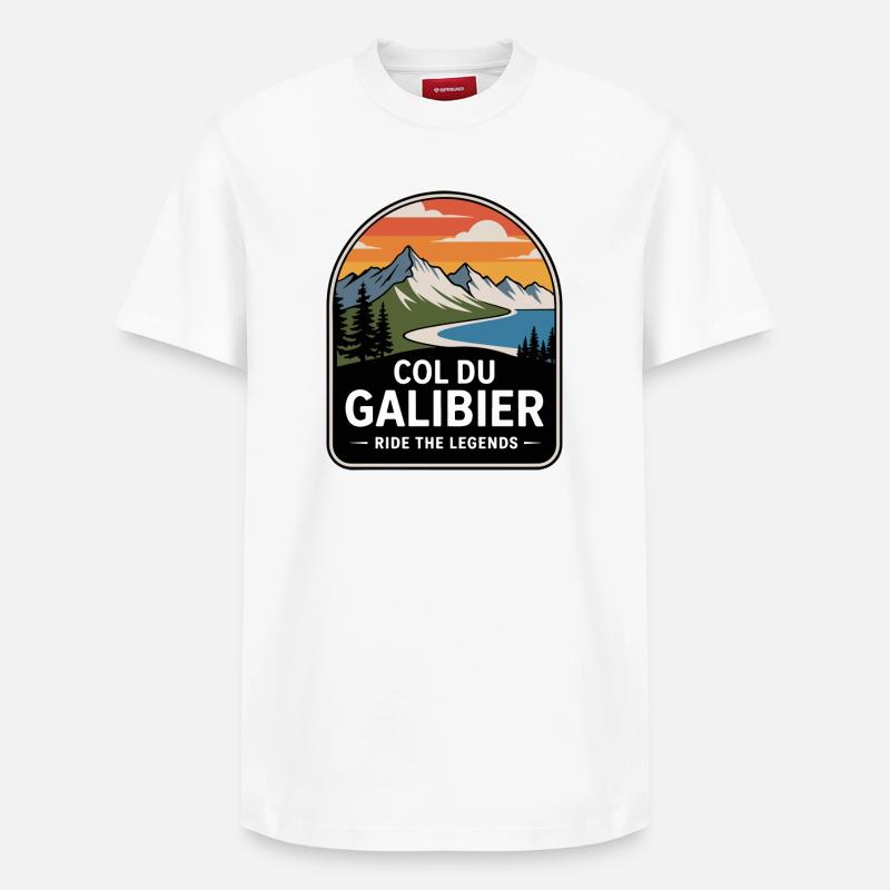 Col du Galibier Panneau Cyclisme - T-shirt unisexe décontracté en coton Supima – de SPREAD - blanc