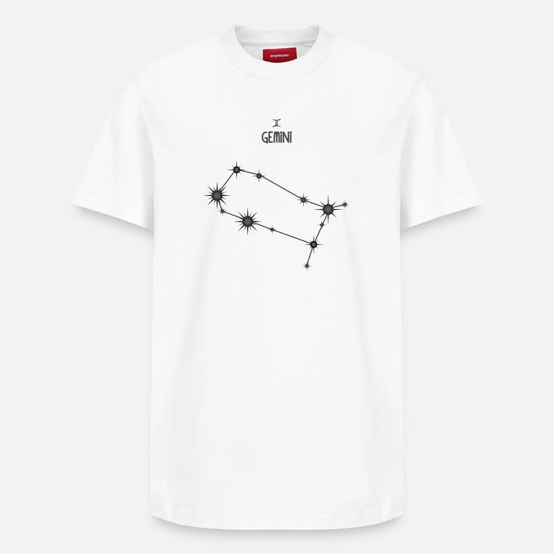 Zwillinge Sternzeichen Sternbild Schwarz & Grau - Relaxed Unisex Supima Cotton T-Shirt – von SPREAD - Weiß