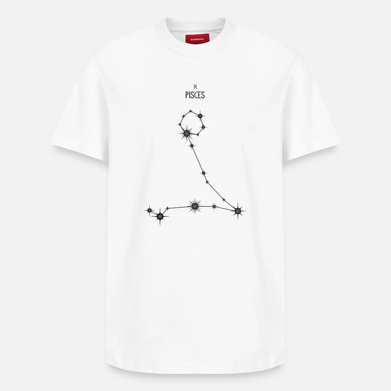 Fische Sternzeichen Sternbild Schwarz & Grau - Relaxed Unisex Supima Cotton T-Shirt – von SPREAD - Weiß