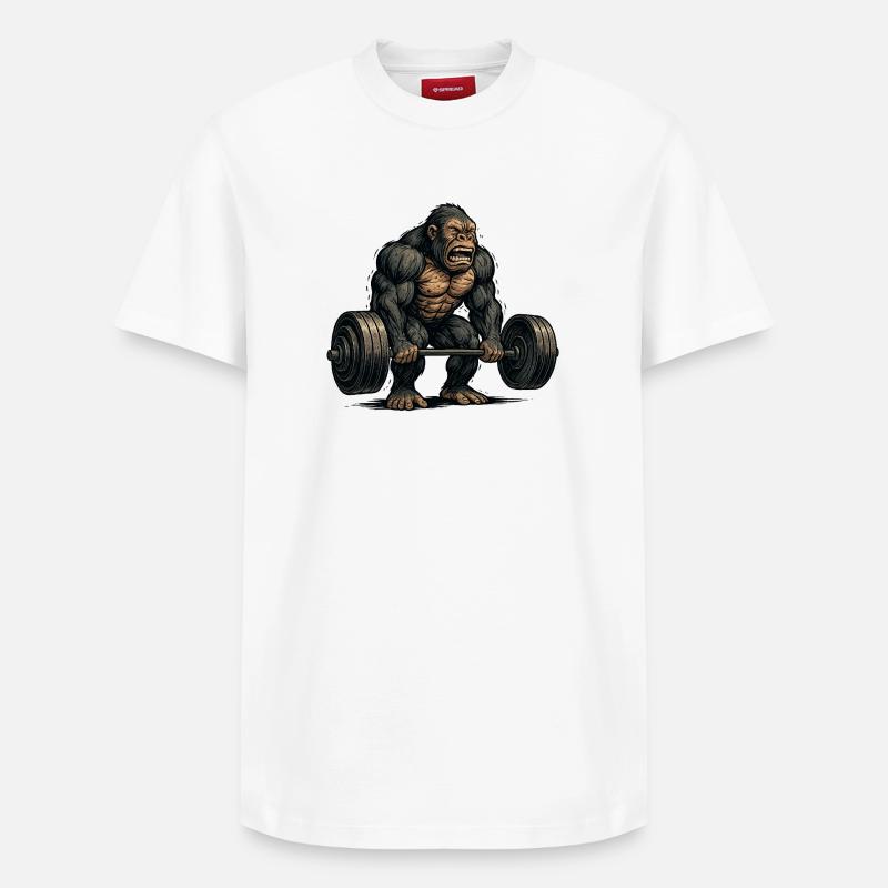 Singe esthétique avec haltère - T-shirt unisexe décontracté en coton Supima – de SPREAD - blanc