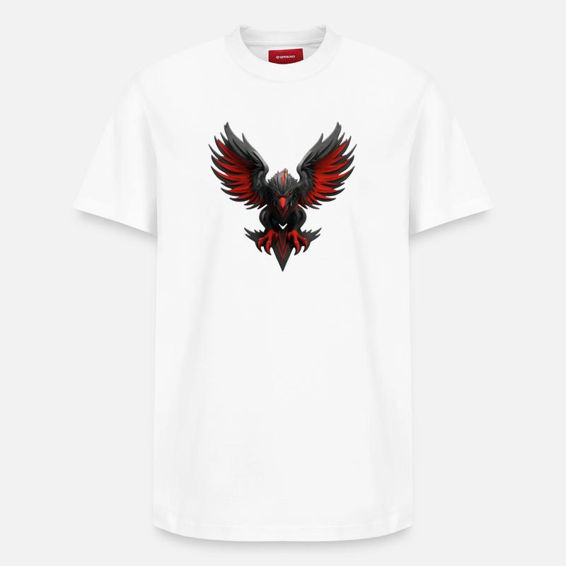 Emblème de l’aigle mythique sombre - T-shirt unisexe décontracté en coton Supima – de SPREAD - blanc