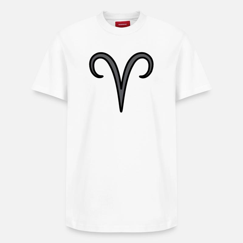 Widder Sternzeichen Symbol Schwarz & Grau - Relaxed Unisex Supima Cotton T-Shirt – von SPREAD - Weiß
