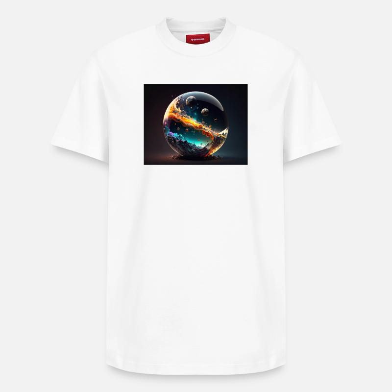 Globe de l’Univers Galactique - T-shirt unisexe décontracté en coton Supima – de SPREAD - blanc