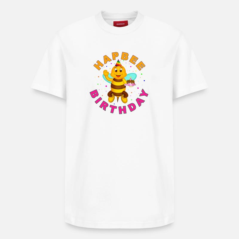Joyeux anniversaire avec texte - T-shirt unisexe décontracté en coton Supima – de SPREAD - blanc