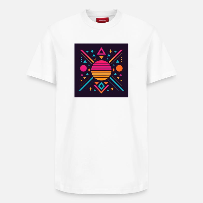 Synthwave geometric pattern - Relaxed Unisex Supima Cotton T-Shirt – by SPREAD - white