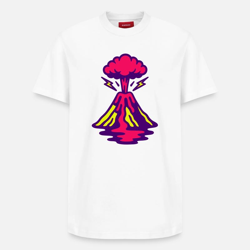 Volcan Pop Art - T-shirt unisexe décontracté en coton Supima – de SPREAD - blanc