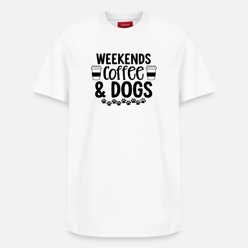 Week-ends Café Et Chiens - T-shirt unisexe décontracté en coton Supima – de SPREAD - blanc