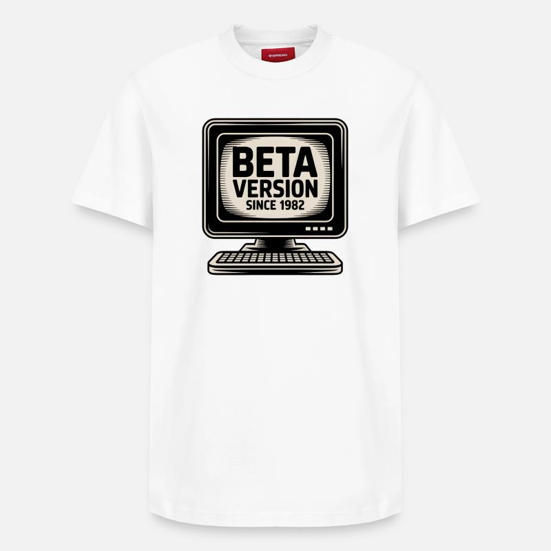 Retro Computer Beta Version Design - Relaxed Unisex Supima Cotton T-Shirt – by SPREAD - white