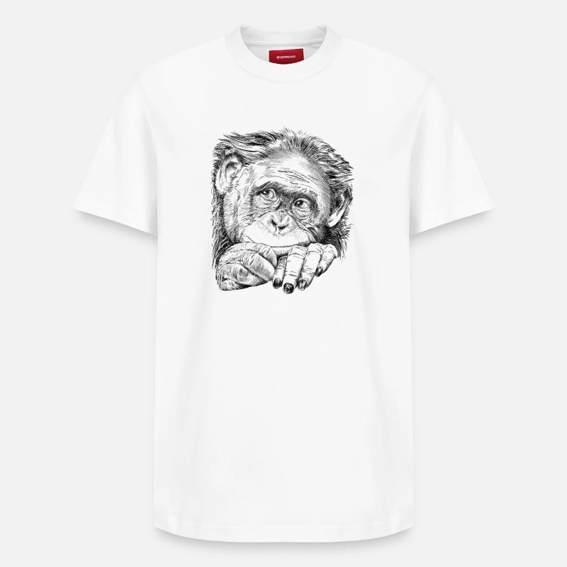 Singe - T-shirt unisexe décontracté en coton Supima – de SPREAD - blanc