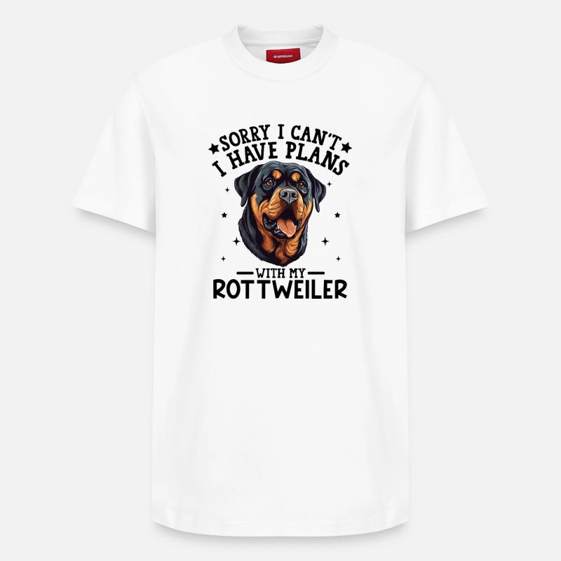 Illustration expressive de chien Rottweiler - T-shirt unisexe décontracté en coton Supima – de SPREAD - blanc