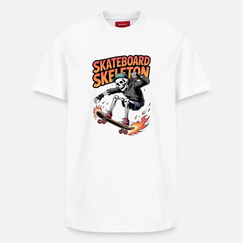 Skateboard Skelett Dynamisches Design - Relaxed Unisex Supima Cotton T-Shirt – von SPREAD - Weiß