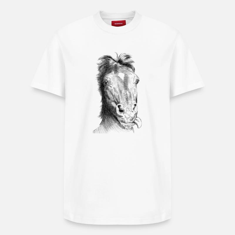 Cheval - T-shirt unisexe décontracté en coton Supima – de SPREAD - blanc