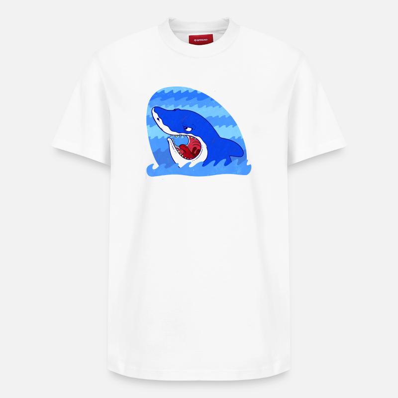 Grim Shark - Relaxed Unisex Supima Cotton T-Shirt – von SPREAD - Weiß