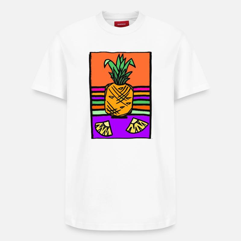 Illustration de néon d’ananas - T-shirt unisexe décontracté en coton Supima – de SPREAD - blanc