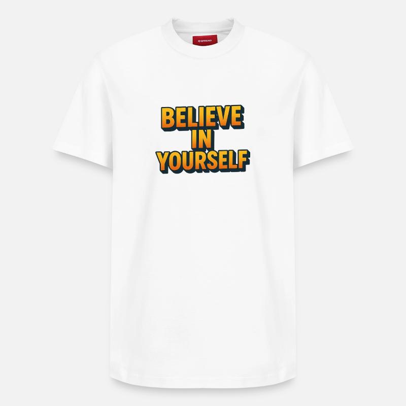 Croyez en vous Lettrage 3D - T-shirt unisexe décontracté en coton Supima – de SPREAD - blanc