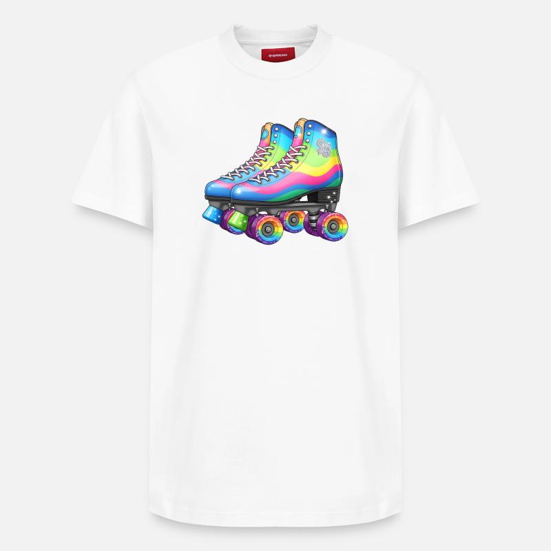Rainbow Roller Skates Retro Disco Style - Relaxed Unisex Supima Cotton T-Shirt – von SPREAD - Weiß