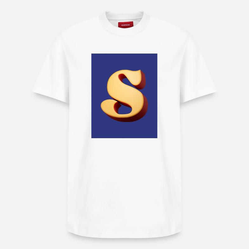 3D Hellbrauner Buchstabe S Look - Relaxed Unisex Supima Cotton T-Shirt – von SPREAD - Weiß