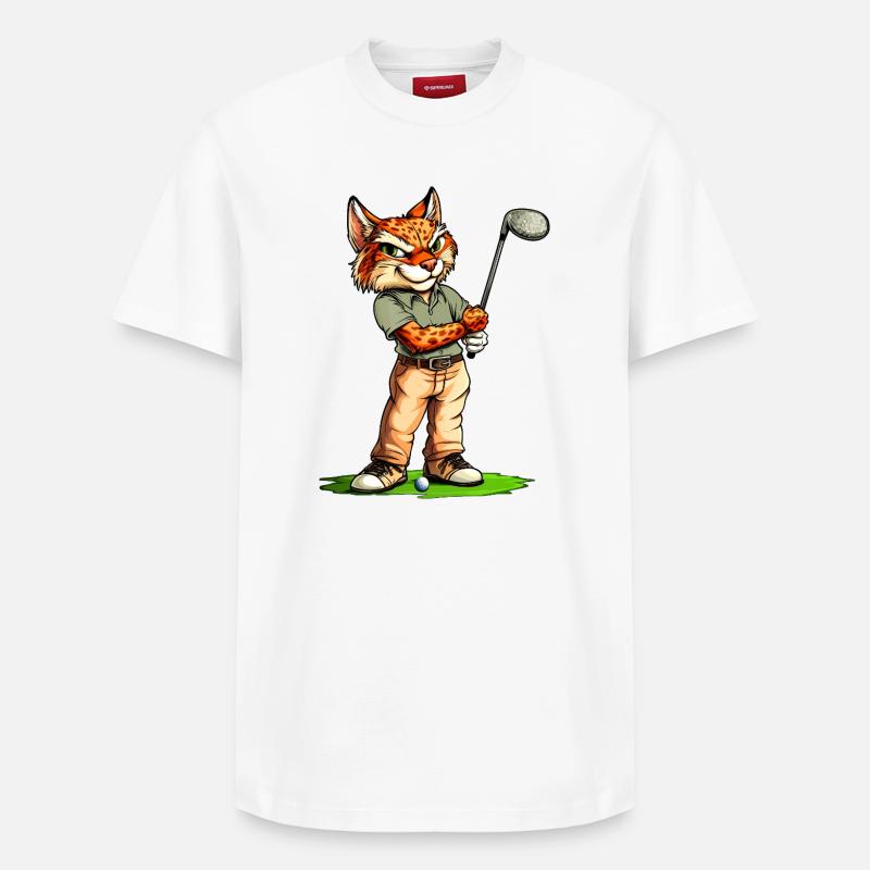 Luchse Golf / Golfspieler Luchs - Relaxed Unisex Supima Cotton T-Shirt – von SPREAD - Weiß