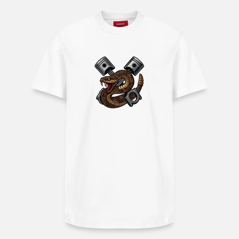 Serpent avec Pistons, Rétro - T-shirt unisexe décontracté en coton Supima – de SPREAD - blanc