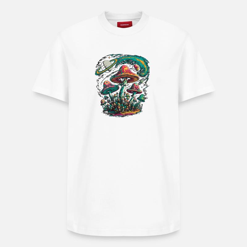 Champignons Cosmiques Psychédéliques Oeuvre - T-shirt unisexe décontracté en coton Supima – de SPREAD - blanc