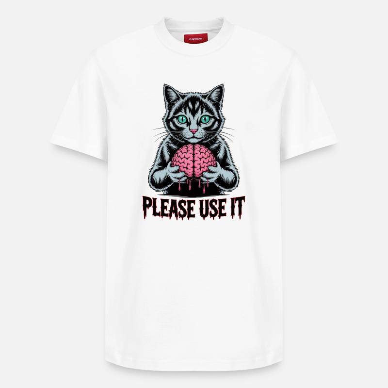 Zombie-Katze, bitte benutzen Sie sie - Relaxed Unisex Supima Cotton T-Shirt – von SPREAD - Weiß