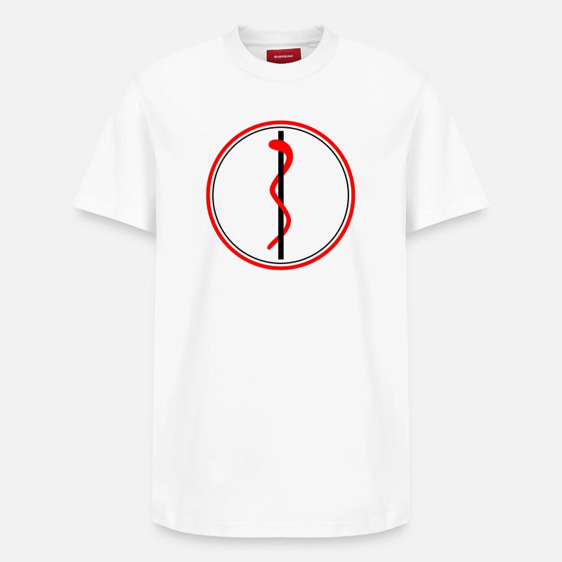 Le bâton d’Esculape - T-shirt unisexe décontracté en coton Supima – de SPREAD - blanc