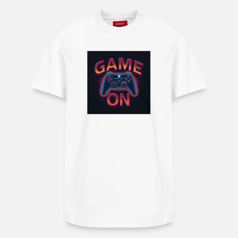 Leuchtender Gaming-Controller mit Neon-Design - Relaxed Unisex Supima Cotton T-Shirt – von SPREAD - Weiß