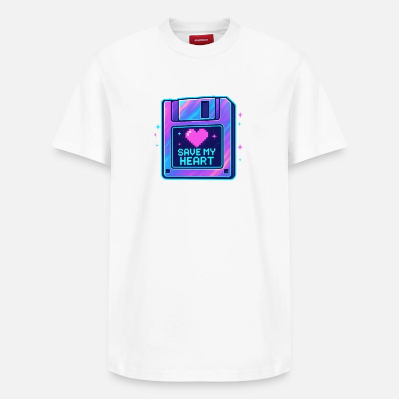Pixel Heart Save My Heart - T-shirt unisexe décontracté en coton Supima – de SPREAD - blanc