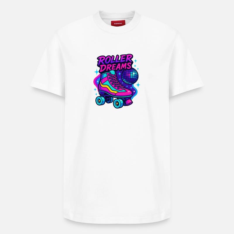 Neon Rollschuhe Disco Design - Relaxed Unisex Supima Cotton T-Shirt – von SPREAD - Weiß
