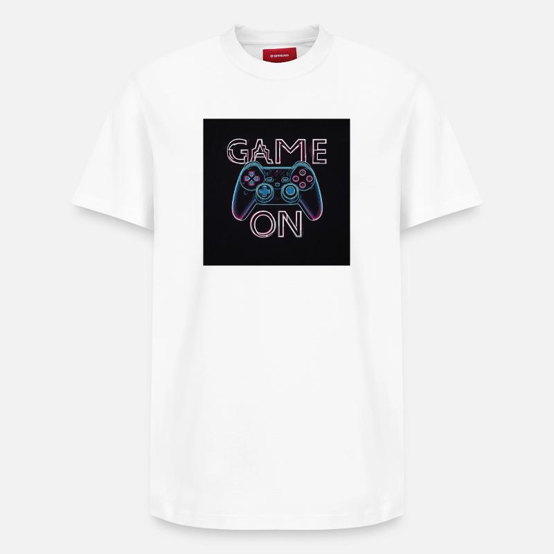 Neon Gaming Controller Design - Relaxed Unisex Supima Cotton T-Shirt – von SPREAD - Weiß